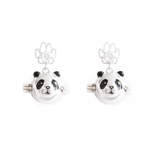 DE0002 Panda 925 Silver Earrings