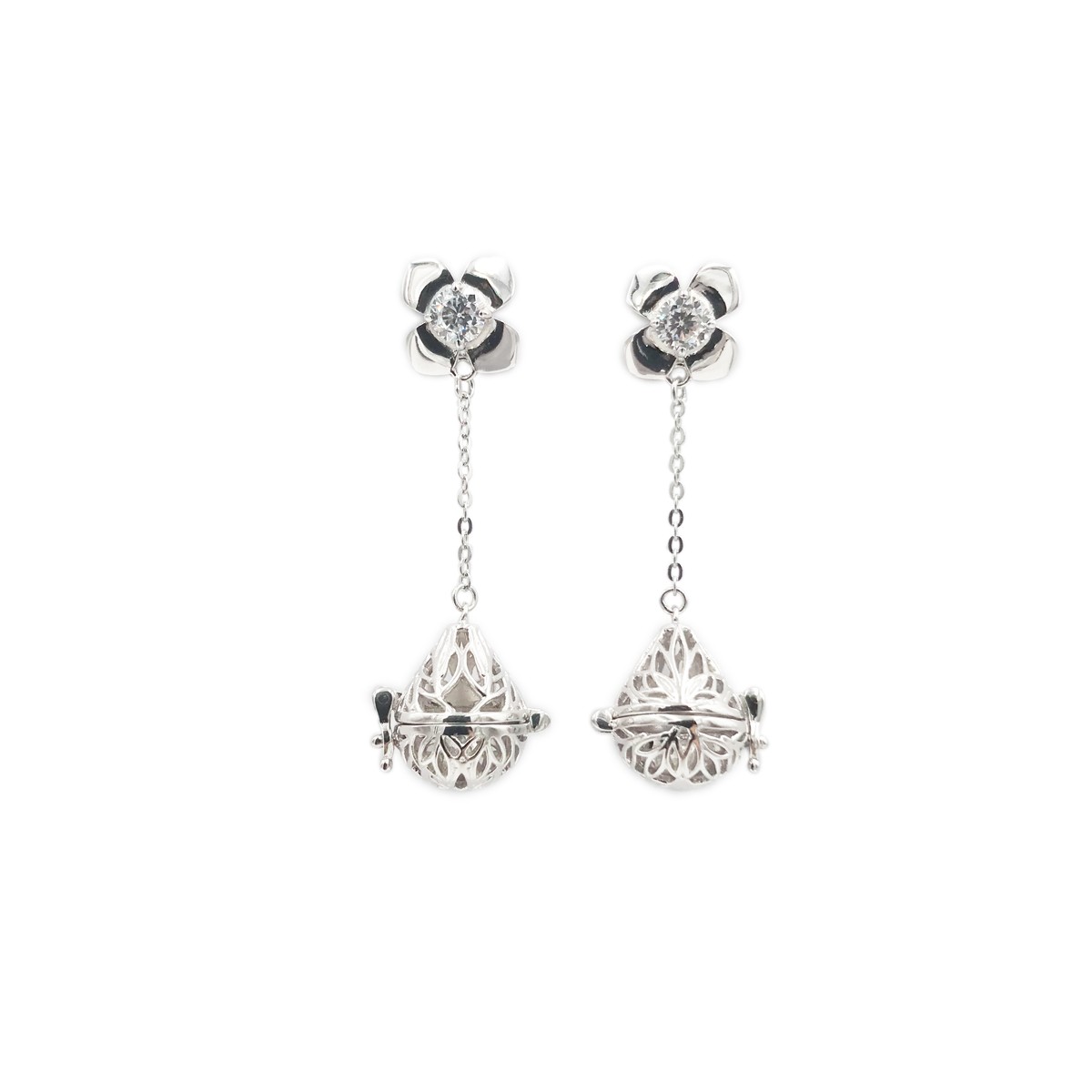 DE0007 Flower 925 Silver Earrings