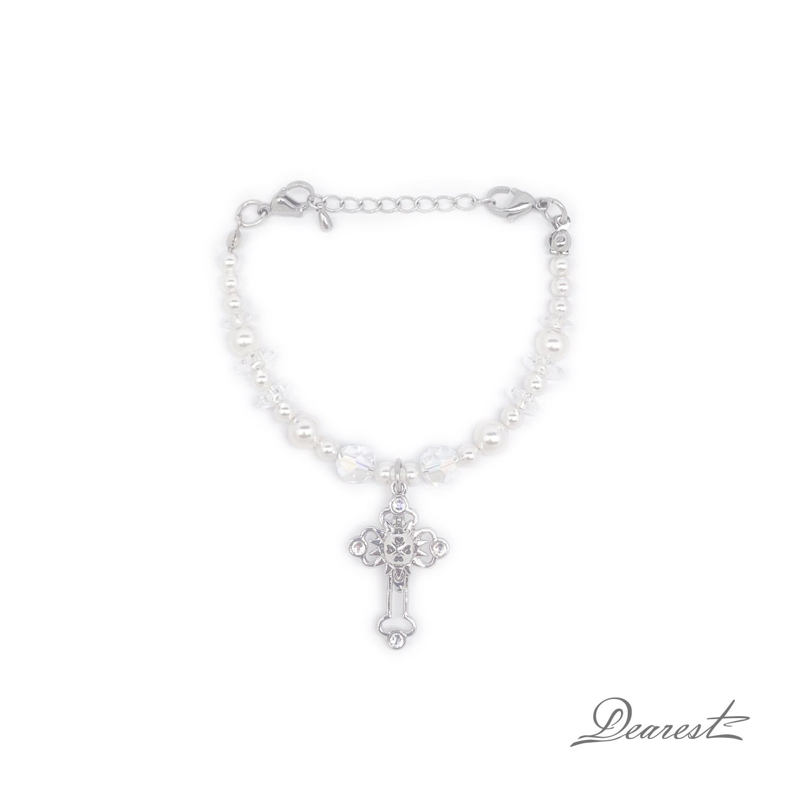 WDB001 Pearls Bracelets with Small Cross Pendant