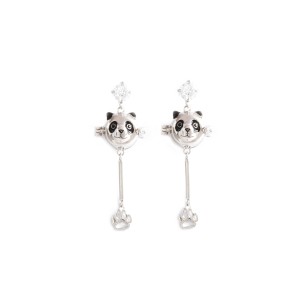 DE0005 Panda 925 Silver Earrings