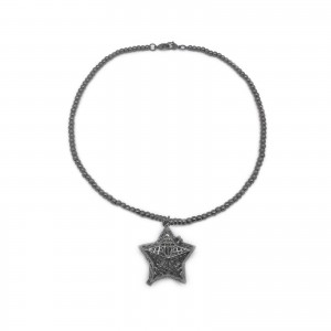EPN006B Black Beads Star Necklace