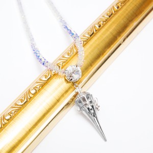 DG073 Eternity pointy shoped diffuser pendant crystal chain necklace 